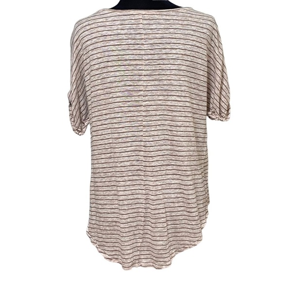 Michael Stars Linen Stripe High Low Top Boho Beachy Slouchy Lightweight Medium - Picture 4 of 8